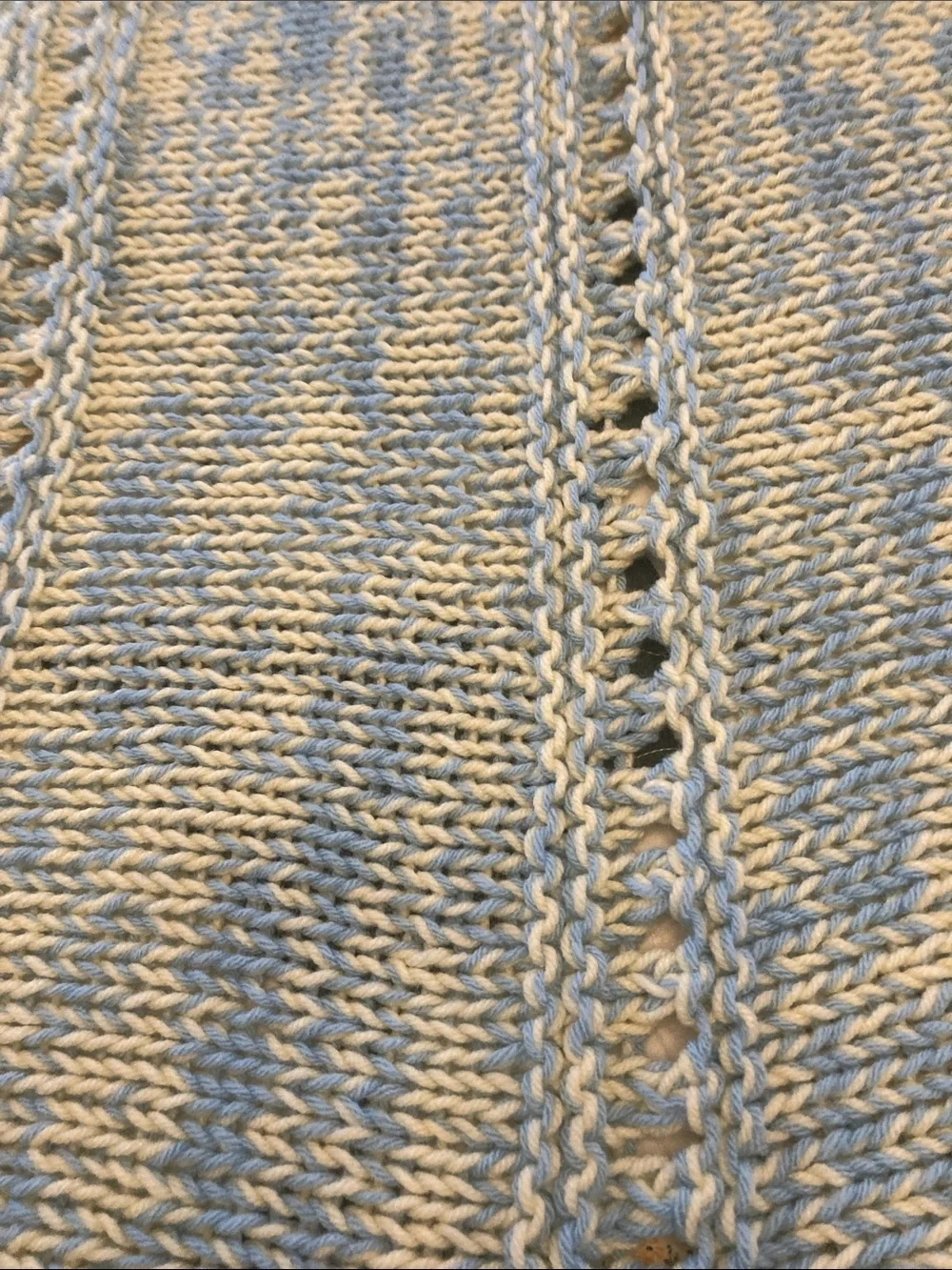 Hand crochet baby blanket lap blanket blue and white 45.5x44.5 soft cozy